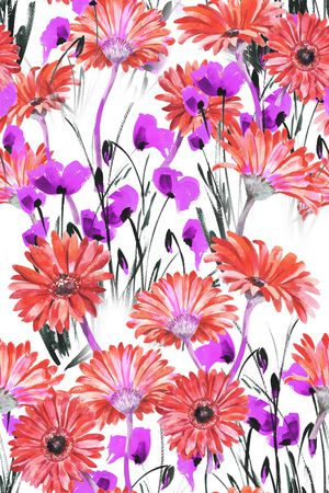 水彩花卉印花华亿平台图片