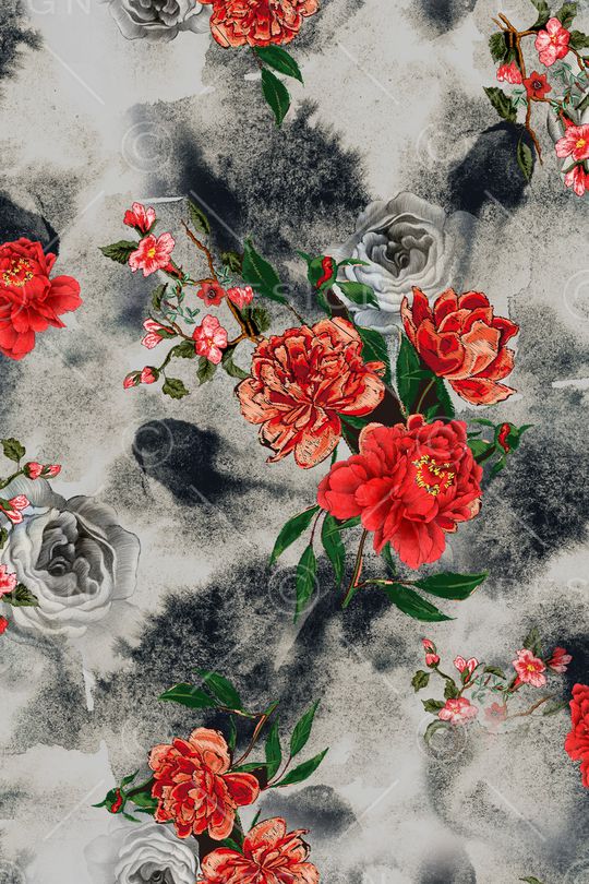 水彩花卉印花华亿平台图片