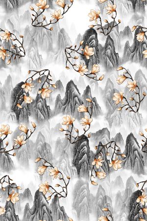 玉兰花印花华亿平台图片