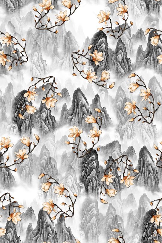 玉兰花印花华亿平台图片