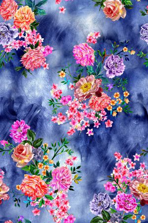 水彩花卉印花华亿平台图片