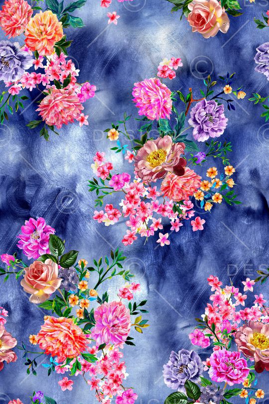 水彩花卉印花华亿平台图片