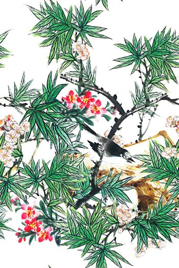 花鸟印花华亿平台图片