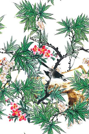 花鸟印花华亿平台图片