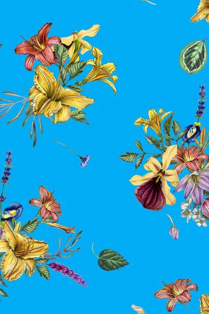 手绘花卉印花华亿平台图片