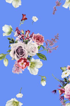 手绘花卉印花华亿平台图片