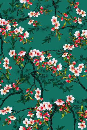 手绘花卉印花华亿平台图片