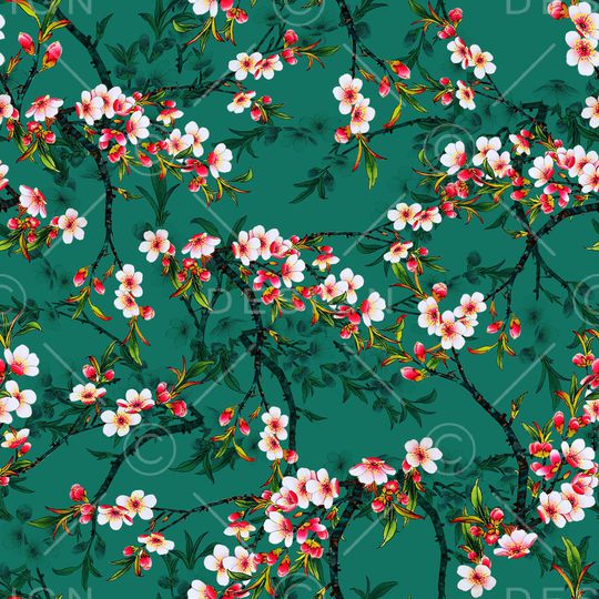 手绘花卉印花华亿平台图片