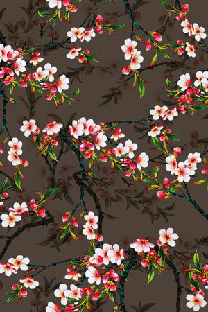 手绘花卉印花华亿平台图片