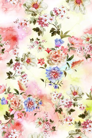 水彩花卉印花华亿平台图片