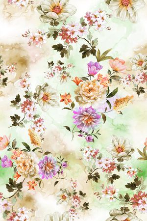 水彩花卉印花华亿平台图片