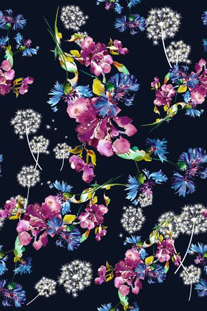 手绘花卉印花华亿平台图片