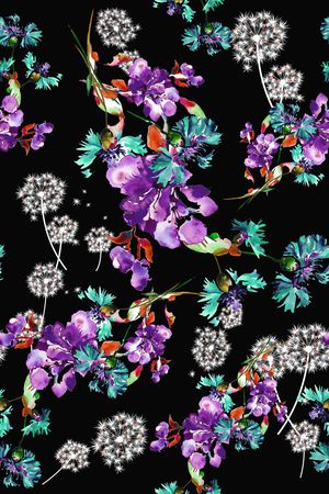 手绘花卉印花华亿平台图片