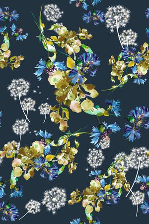 手绘花卉印花华亿平台图片