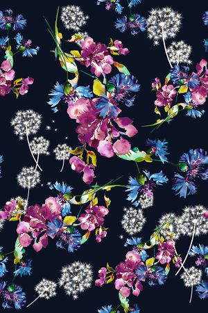 手绘花卉印花华亿平台图片