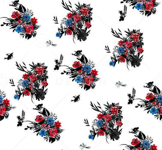 手绘花卉印花华亿平台图片