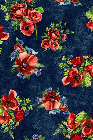 手绘花卉印花华亿平台图片