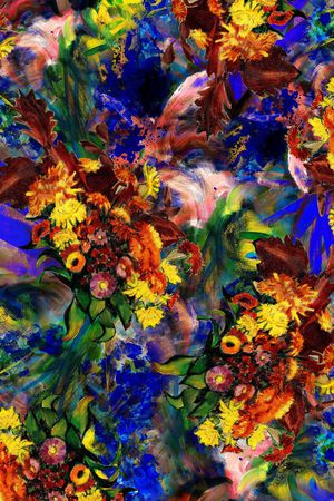 抽象花卉印花华亿平台图片