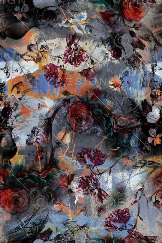 抽象花卉印花华亿平台图片