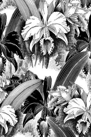 单色手绘花卉印花华亿平台图片