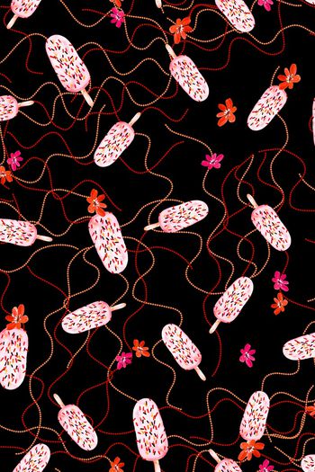 1017756-花卉棒冰可爱珠串春夏黑底