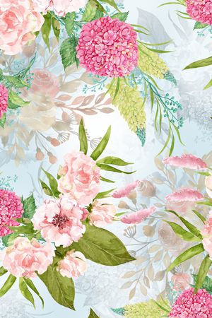 手绘花卉印花华亿平台图片