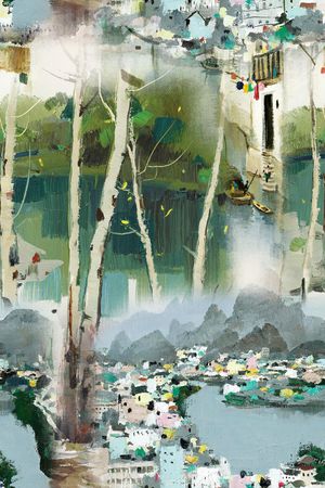 风景景观印花华亿平台图片