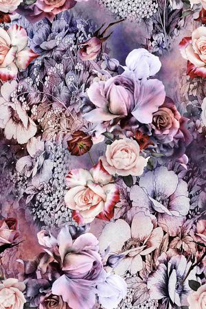 手绘花卉印花华亿平台图片