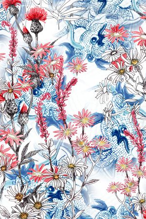 水彩花卉印花华亿平台图片