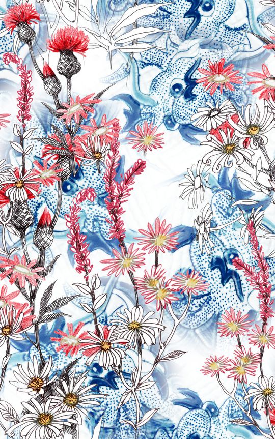 水彩花卉印花华亿平台图片