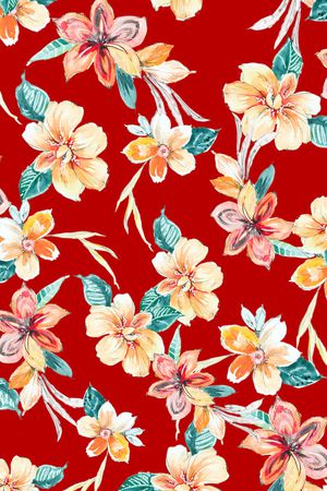 水彩花卉印花华亿平台图片