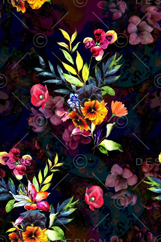 水彩花卉印花华亿平台图片