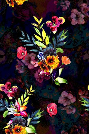 水彩花卉印花华亿平台图片