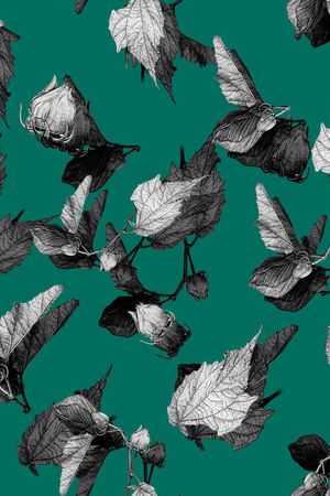 手绘叶子印花华亿平台图片