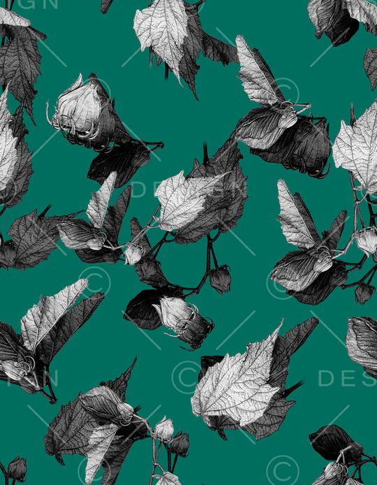 手绘叶子印花华亿平台图片