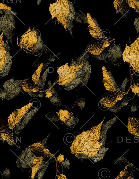 手绘叶子印花华亿平台图片