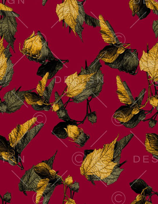 手绘叶子印花华亿平台图片