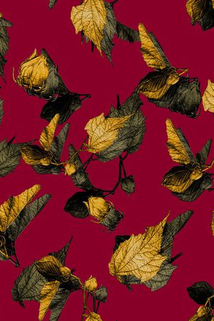 手绘叶子印花华亿平台图片