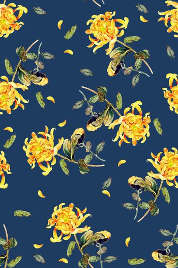 菊花印花华亿平台图片