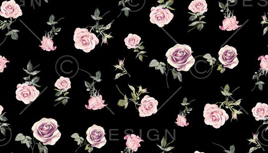 黑底花卉印花华亿平台图片