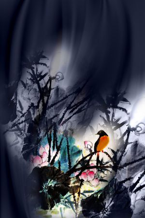 水墨风印花华亿平台图片