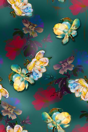 朦胧花卉印花华亿平台图片