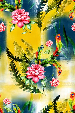 水彩花卉印花华亿平台图片