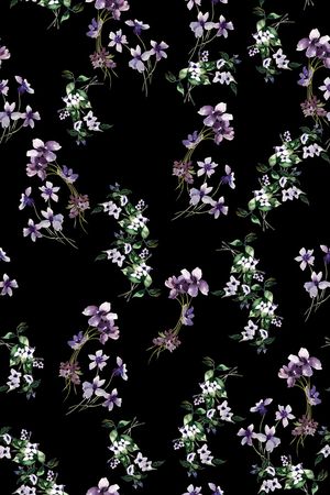 黑底花卉印花华亿平台图片