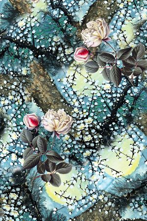 枯树枝印花华亿平台图片