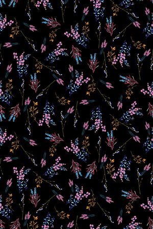 黑底花卉印花华亿平台图片