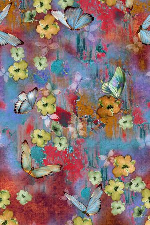 手绘花卉印花华亿平台图片