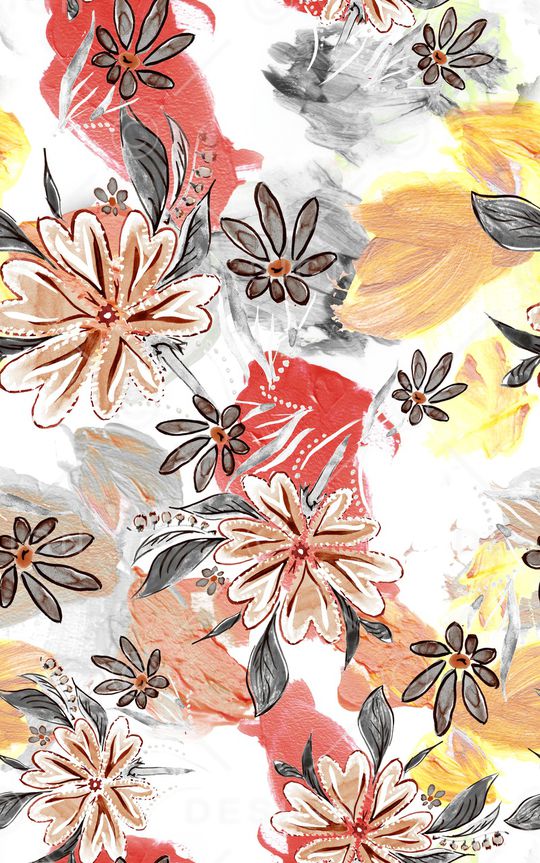 线条花卉印花华亿平台图片