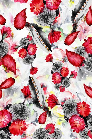 水彩花卉印花华亿平台图片