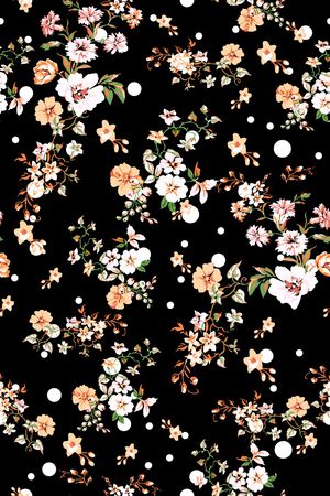 黑底花卉印花华亿平台图片